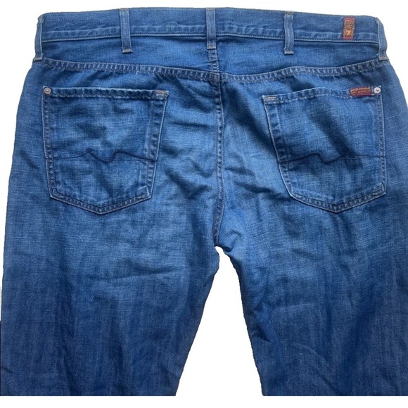 7 For All Mankind Standard Men’s Blue Cotton Linen Straight Leg Jeans – Size 38 - Picture 5 of 6